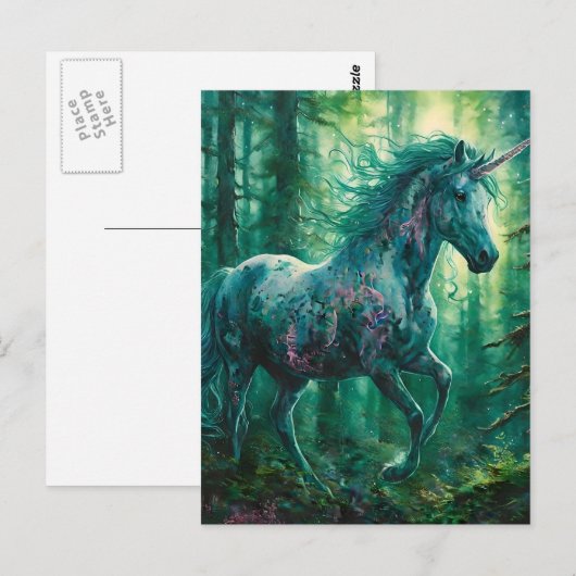 Mooie Eenhoorn in een Bos Briefkaart (Voorkant / Achterkant)