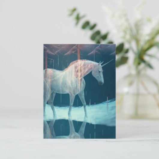 Mooie Eenhoorn in een Frozen Landschap Briefkaart (Staand voorkant)