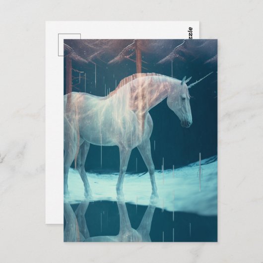 Mooie Eenhoorn in een Frozen Landschap Briefkaart (Voorkant / Achterkant)