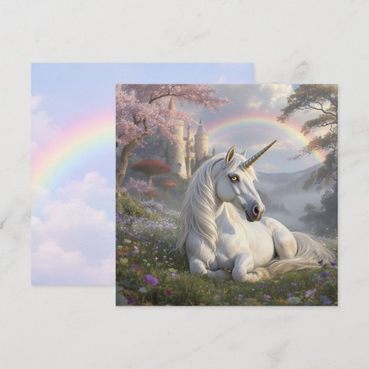 Mooie Eenhoorn, Kasteel en Regenboog  Kaart (Voorkant / Achterkant)