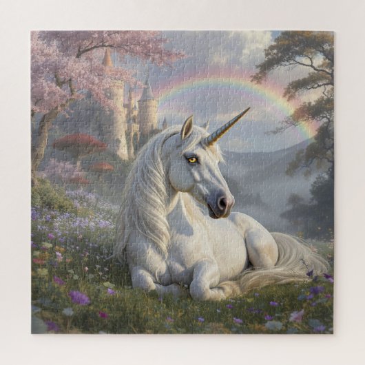 Mooie Eenhoorn, Kasteel en Regenboog  Legpuzzel (Verticaal)