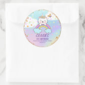 Mooie Eenhoorn Kat Regenboog Meisje Verjaardag Bed Ronde Sticker (Tas)