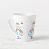 Mooie Eenhoorn Kat Regenboog Sterren Kinderverjaar Latte Mok (Linkerhoek)