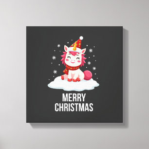 Mooie eenhoorn kersthoed eenhoorn Kerst T-Shirt Canvas Afdruk