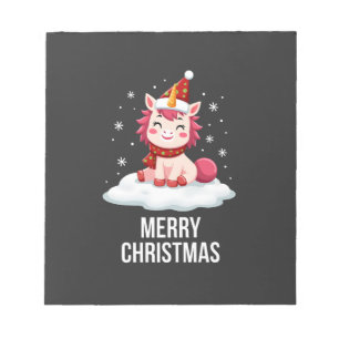 Mooie eenhoorn kersthoed eenhoorn kerst T-Shirt Notitieblok
