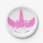 Mooie eenhoorn kop - Kies achtergrondkleur Papieren Bordje (Voorkant)