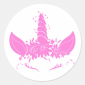 Mooie eenhoorn kop - Kies achtergrondkleur Ronde Sticker (Voorkant)