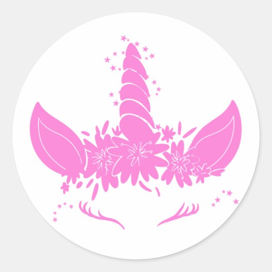 Mooie eenhoorn kop - Kies achtergrondkleur Ronde Sticker (Voorkant)