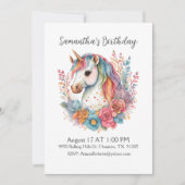 Mooie Eenhoorn Meisje Verjaardag Uitnodiging (Voorkant)