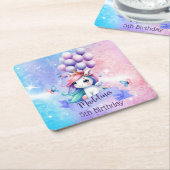 Mooie Eenhoorn met Ballonnen Papier Onderzetters (Schuin)