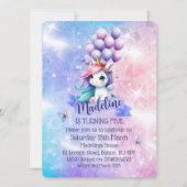 Mooie Eenhoorn met Ballonnen Thema Uitnodigingen (Voorkant)