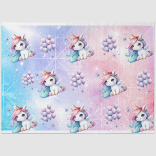 Mooie Eenhoorn met Ballonnen Tissue Paper Tissuepapier (Voorkant)
