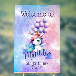 Mooie Eenhoorn met Ballonnen Welkomstbord Acryl Bord