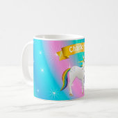 Mooie eenhoorn met regenboogmannetje koffiemok (Voorkant links)