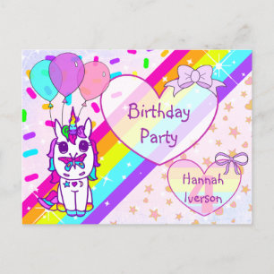 Mooie Eenhoorn met Vlinder, Regenboog, Sprinkels Briefkaart