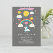 Mooie Eenhoorn Mobiele Baby Shower Uitnodiging (Staand voorkant)