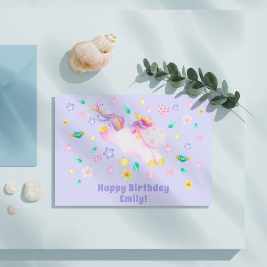Mooie Eenhoorn - Persoonlijke Lavendel Kinderverja Briefkaart