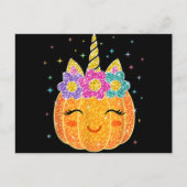 Mooie Eenhoorn Pompoen Halloween Thanksgiving Feestdagenkaart (Voorkant)