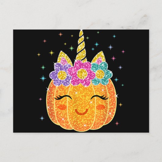 Mooie Eenhoorn Pompoen Halloween Thanksgiving Feestdagenkaart (Voorkant)