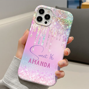 Mooie eenhoorn roze glitters geboortemonogram Case-Mate iPhone case