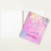 Mooie eenhoorn roze glitters geboortemonogram planner (Display)
