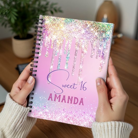 Mooie eenhoorn roze glitters geboortemonogram planner