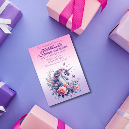 Mooie Eenhoorn Roze Paarse Ombre Meisjes Verjaarda Kaart