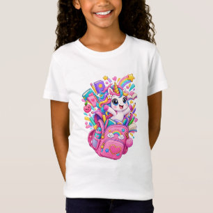 Mooie Eenhoorn Rugzak Terug naar School - Meisjes T-shirt