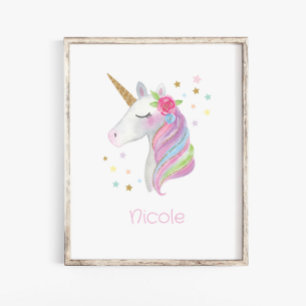 Mooie Eenhoorn Slaapkamer Muurstickers Baby Meisje Poster