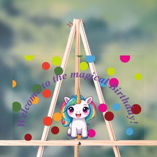 Mooie eenhoorn verjaardag Acryl Teken Acryl Bord (Neutraal)