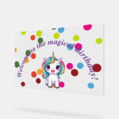 Mooie eenhoorn verjaardag Acryl Teken Acryl Bord (Hoek)