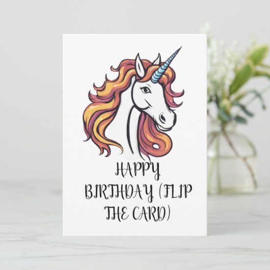 Mooie eenhoorn verjaardagskaart kaart (Staand voorkant)