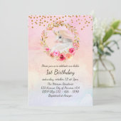 Mooie Eenhoorn Waterverf Bloemen 1e Verjaardag I Kaart (Staand voorkant)