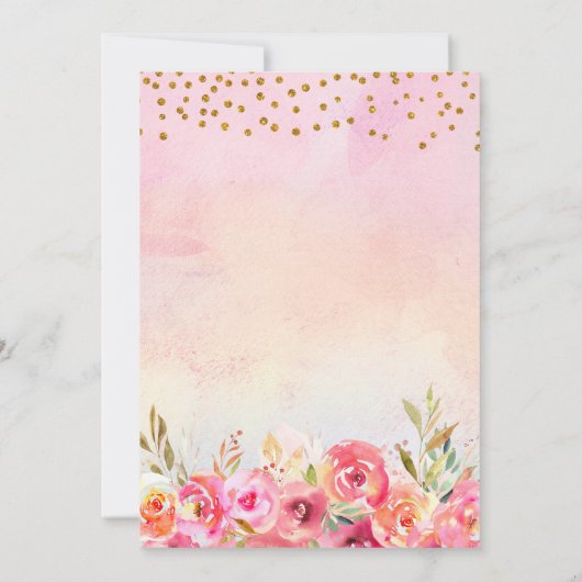 Mooie Eenhoorn Waterverf Bloemen 1e Verjaardag I Kaart (Achterkant)