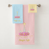 Mooie eenhoornkop op pastelkleuren bad handdoek (Insitu)
