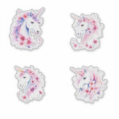 Mooie Eenhoorns Bloemen In Manen Sticker (Voorkant)