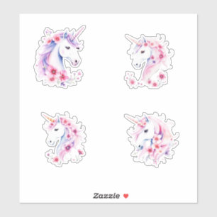 Mooie Eenhoorns Bloemen In Manen Sticker