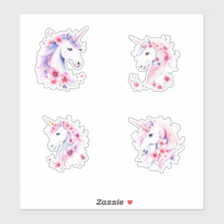 Mooie Eenhoorns Bloemen In Manen Sticker