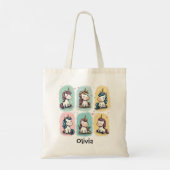 Mooie Eenhoring Doodles Tote Bag (Achterkant)