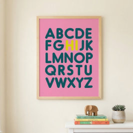 Mooie Eenvoudige Alfabet Letter Kunst in Roze Poster