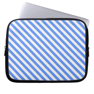 Mooie Eenvoudige Blauwe en Witte Streep Laptop Sleeve