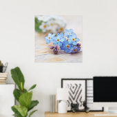 Mooie Eenvoudige Blauwe Vergeet-me-niet Bloemen Poster (Thuiskantoor)