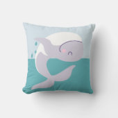 Mooie eenvoudige grafische springende walvis kinde kussen (Voorkant)