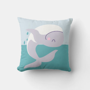 Mooie eenvoudige grafische springende walvis kinde kussen