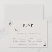 Mooie eenvoudige moderne neutrale bruiloft RSVP kaartje (Voorkant / Achterkant)