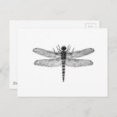 Mooie & Eenvoudige Vintage Libel Briefkaart (Voorkant / Achterkant)