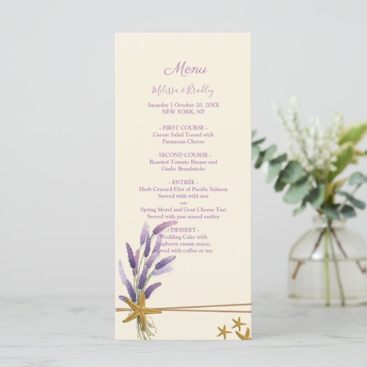 mooie Eenvoudige zeester Trouw Menu (Staand voorkant)