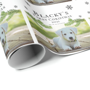 Mooie eerste kerst dennenboom puppy hond huisdier cadeaupapier