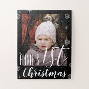 Mooie Eerste Kerst Kinderen Foto Puzzel