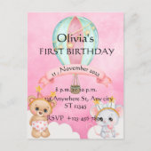 Mooie eerste verjaardagsuitnodiging  briefkaart (Voorkant)